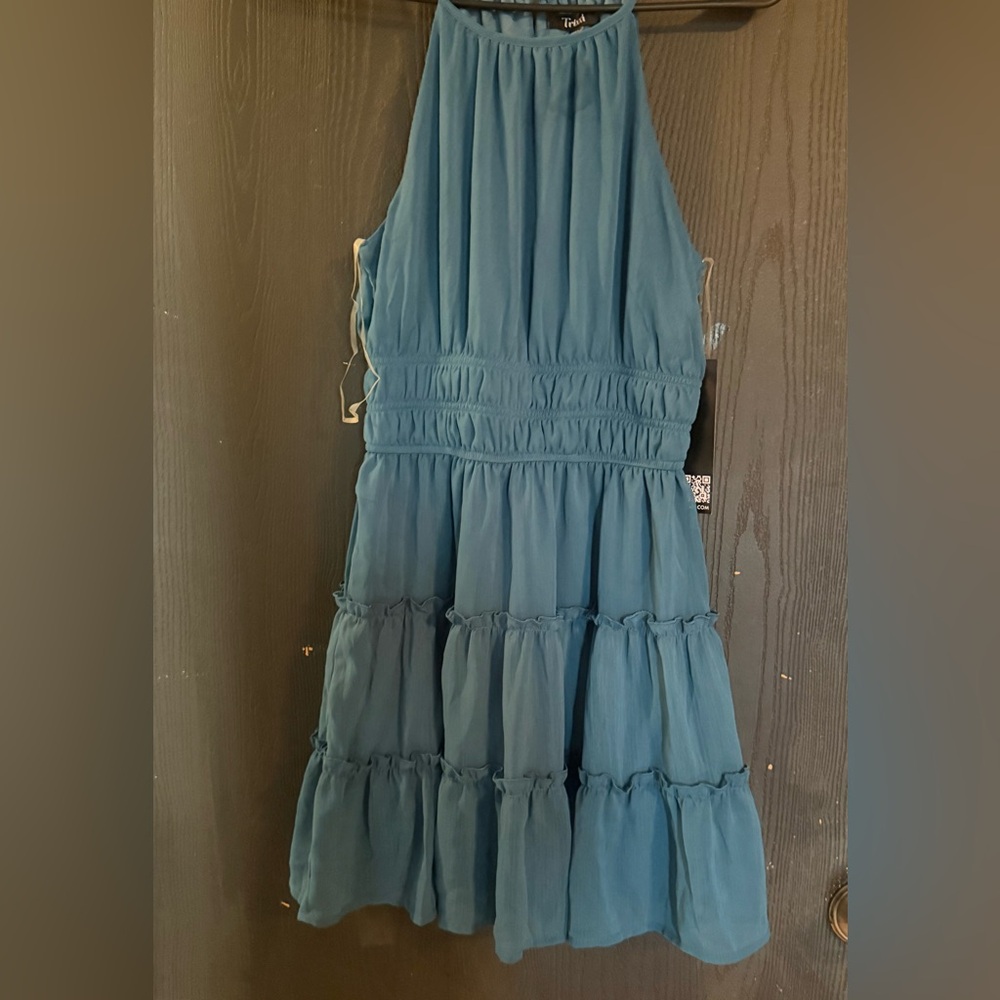 Blue Sleeveless Tiered Dress